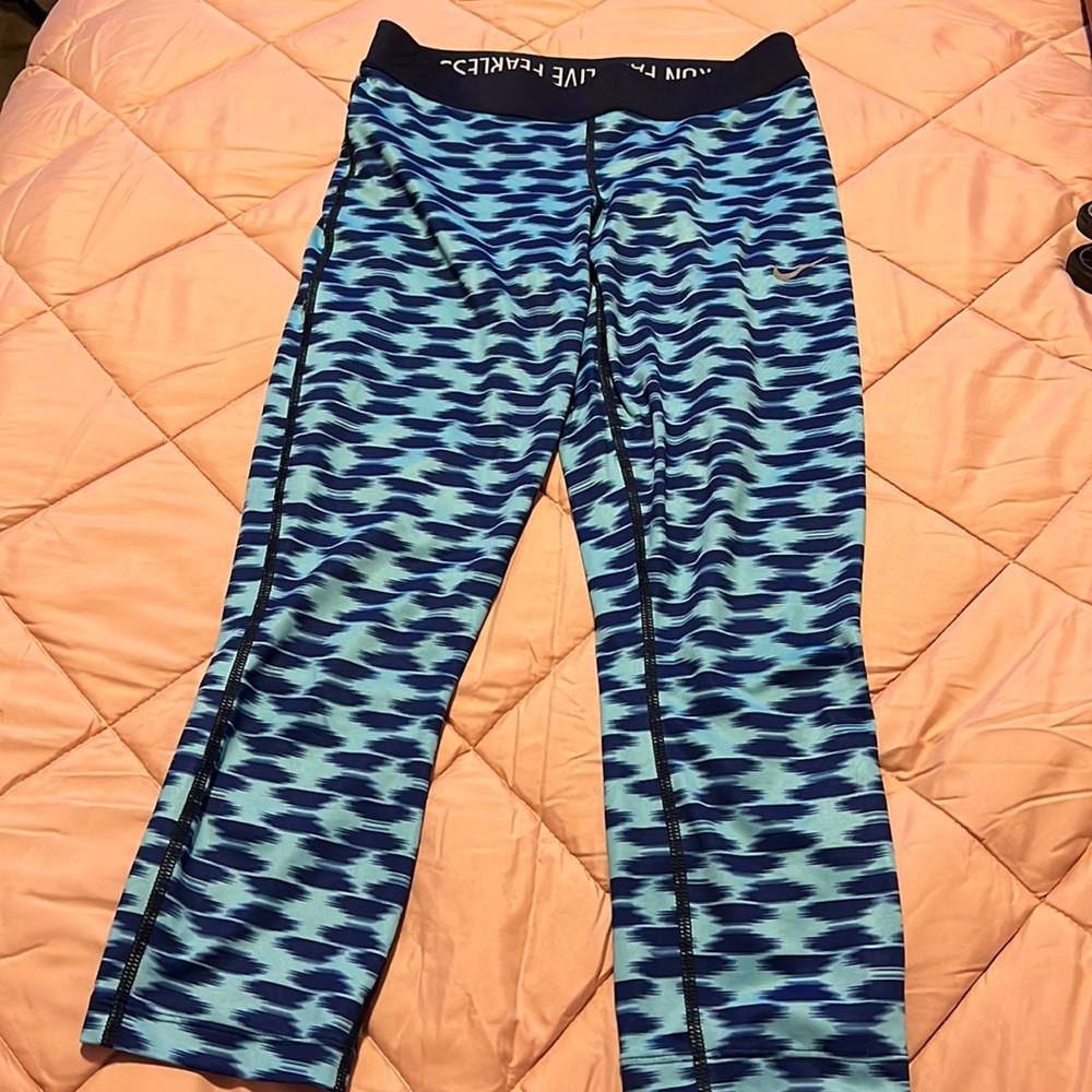 Nike Dri-Fit Running Tights women’s small  baby blue and blue blur  prints